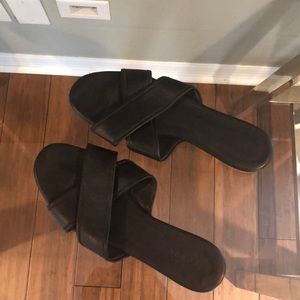 Jcrew black leather sandals